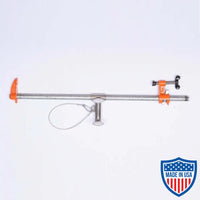 American 3/4-inch x 48-inch pipe clamp for film grip and rigging tasks, featuring durable construction and orange adjustable ends.