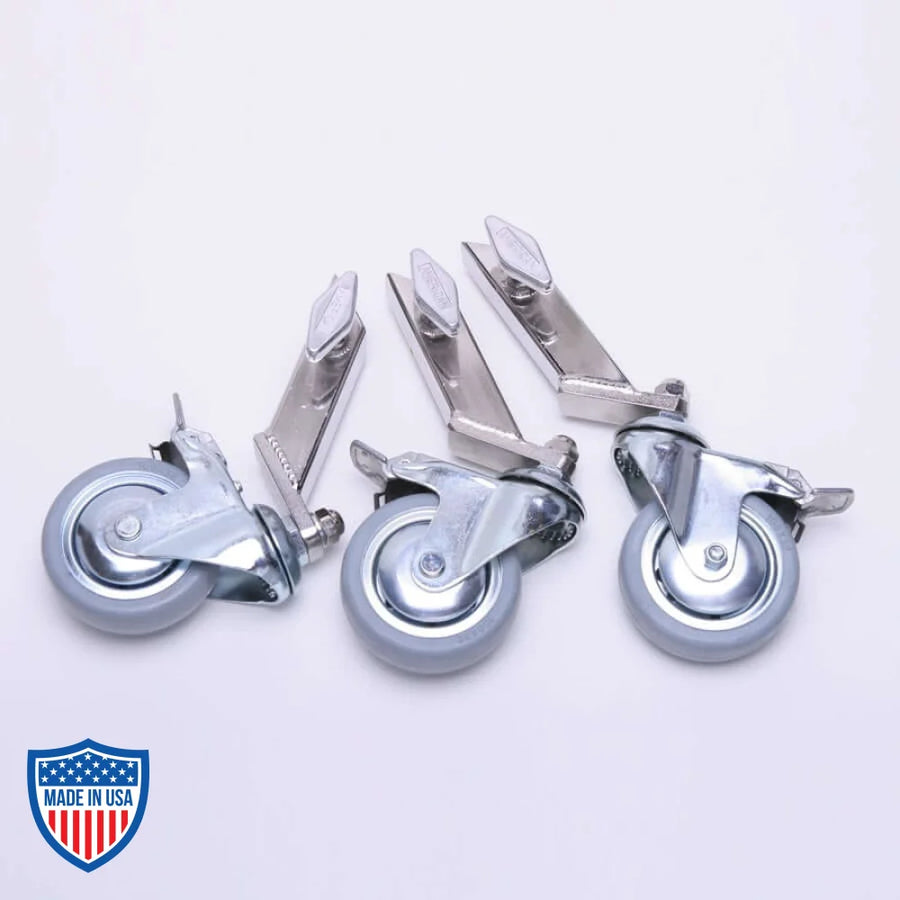 American 3/4" leg adaptor wheels 4" set of 3 for film grip and rigging applications