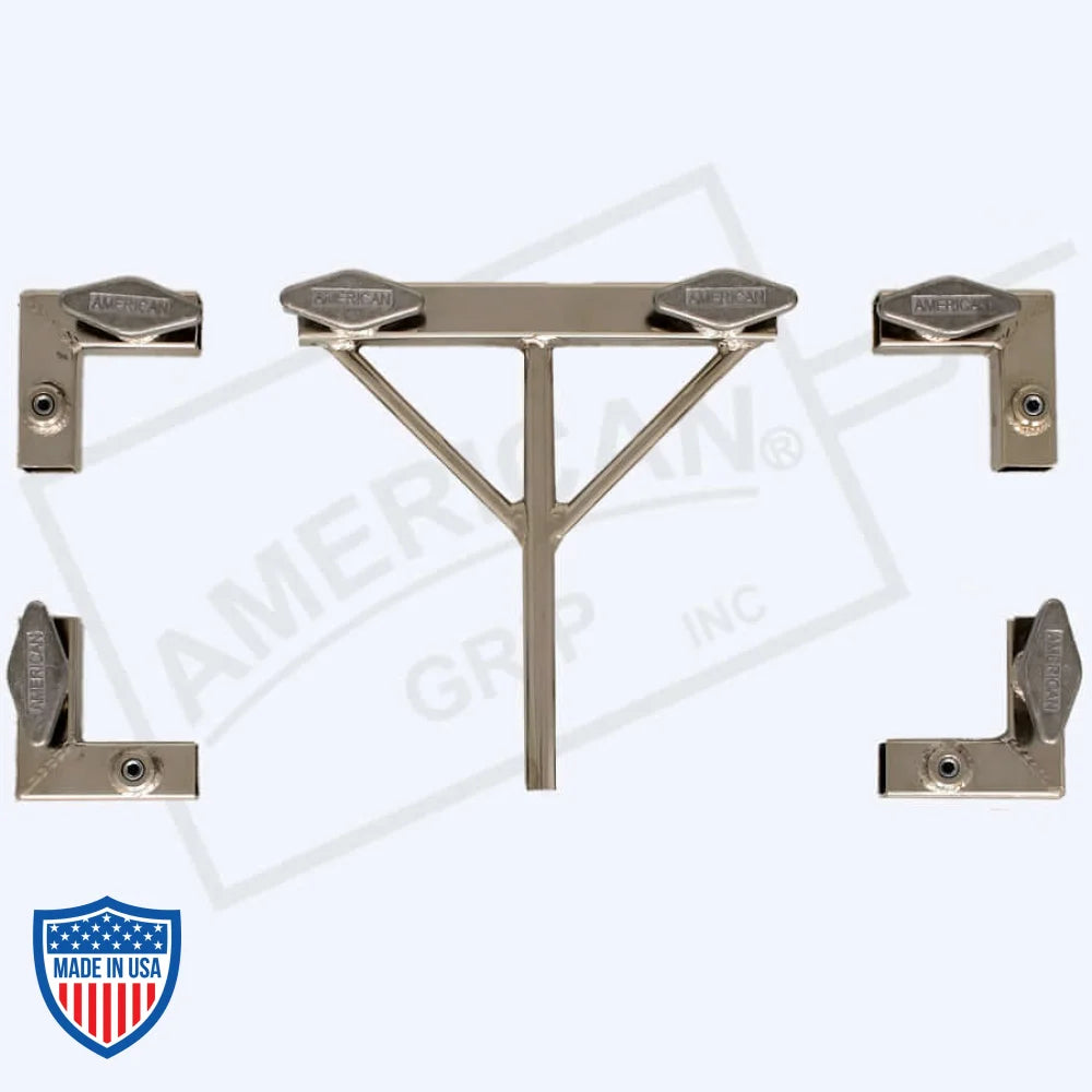 Hardware set with 4 corners and 1 slider for film grip rigging, including 5/8" pin. American 6-foot x 6-foot, 3/4".