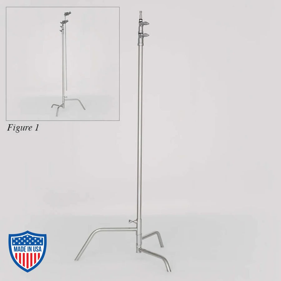 American 60" Century Stand (C-Stand) 2-Rise Non-Spring Load - Full Base for film grip rigging shown without head & arm.
