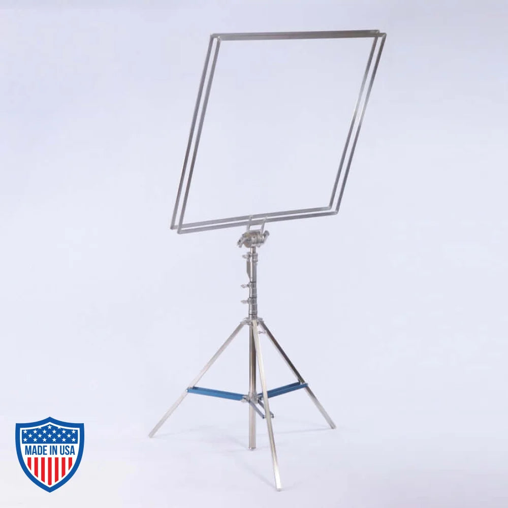 American Aluminum Flat Frame with 5/8" Pin used for film grip rigging on a tripod stand