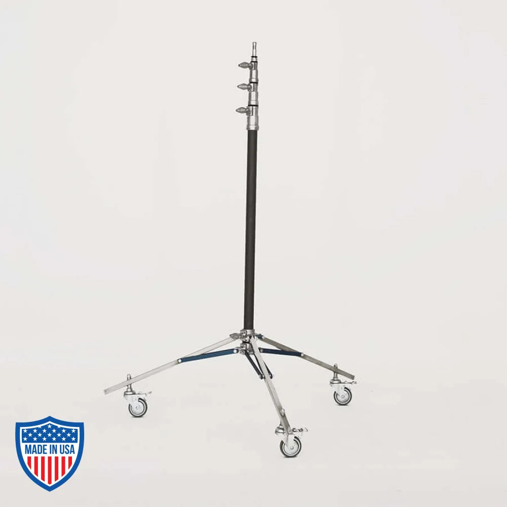 American Baby Roller 3-rise 3/4" x 24" leg for film grip and rigging, minimum height 4'6", maximum height 12'6", weight 14.5 lbs