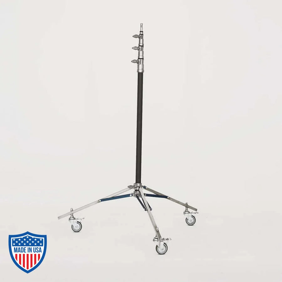 American Baby Roller 3-rise 3/4" x 24" leg for film grip and rigging, minimum height 4'6", maximum height 12'6", weight 14.5 lbs