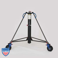American BlackBird 220 crank stand for film grip and rigging with an 8-foot footprint and adjustable height on wheels