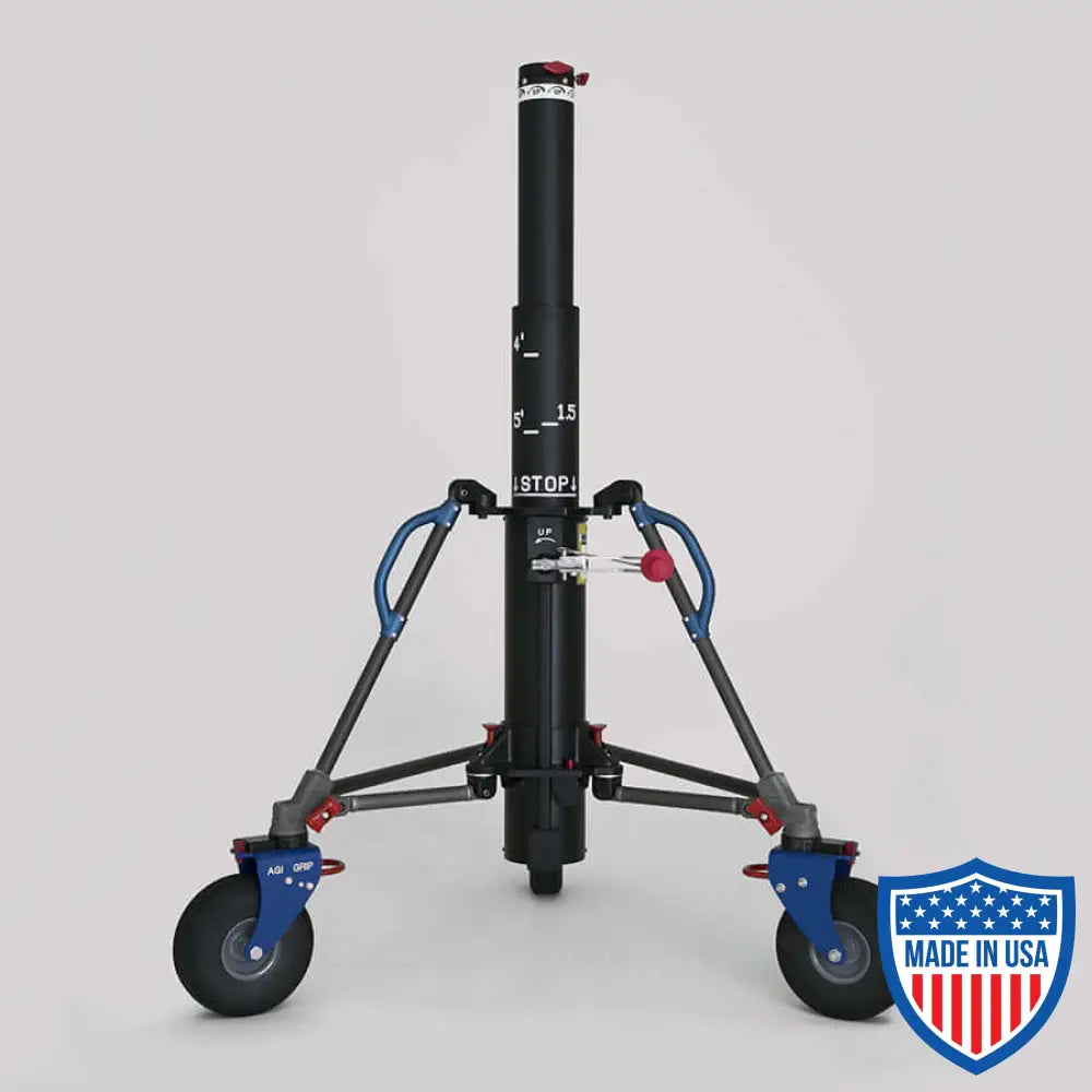 American BOA Low Crank 220 film grip rigging stand with wheels for easy movement and height adjustment from 41" to 6'