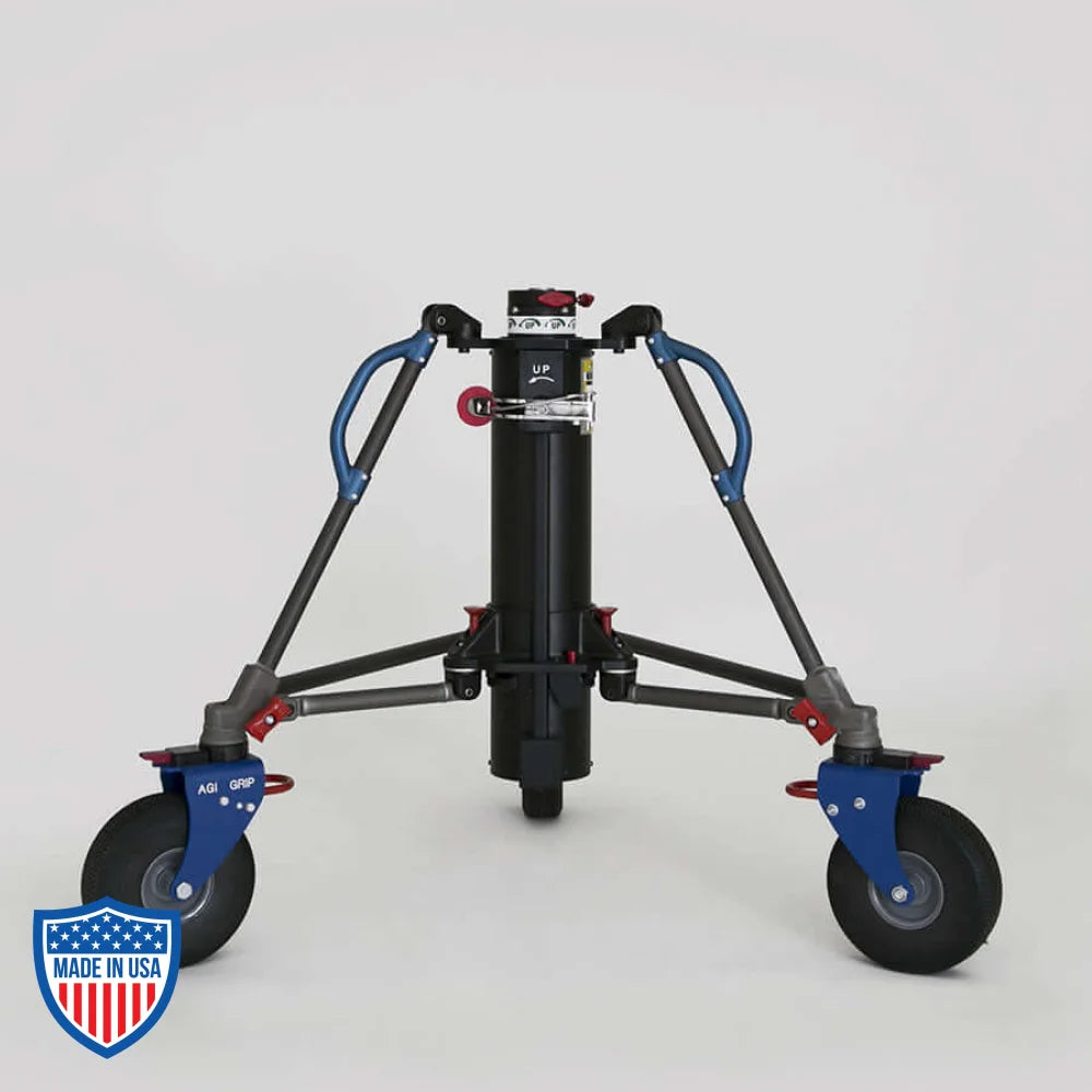 American BOA Low Crank 220 stand for film grip and rigging, featuring a 5'2" footprint, 41" to 6' height range, and 120 lbs weight