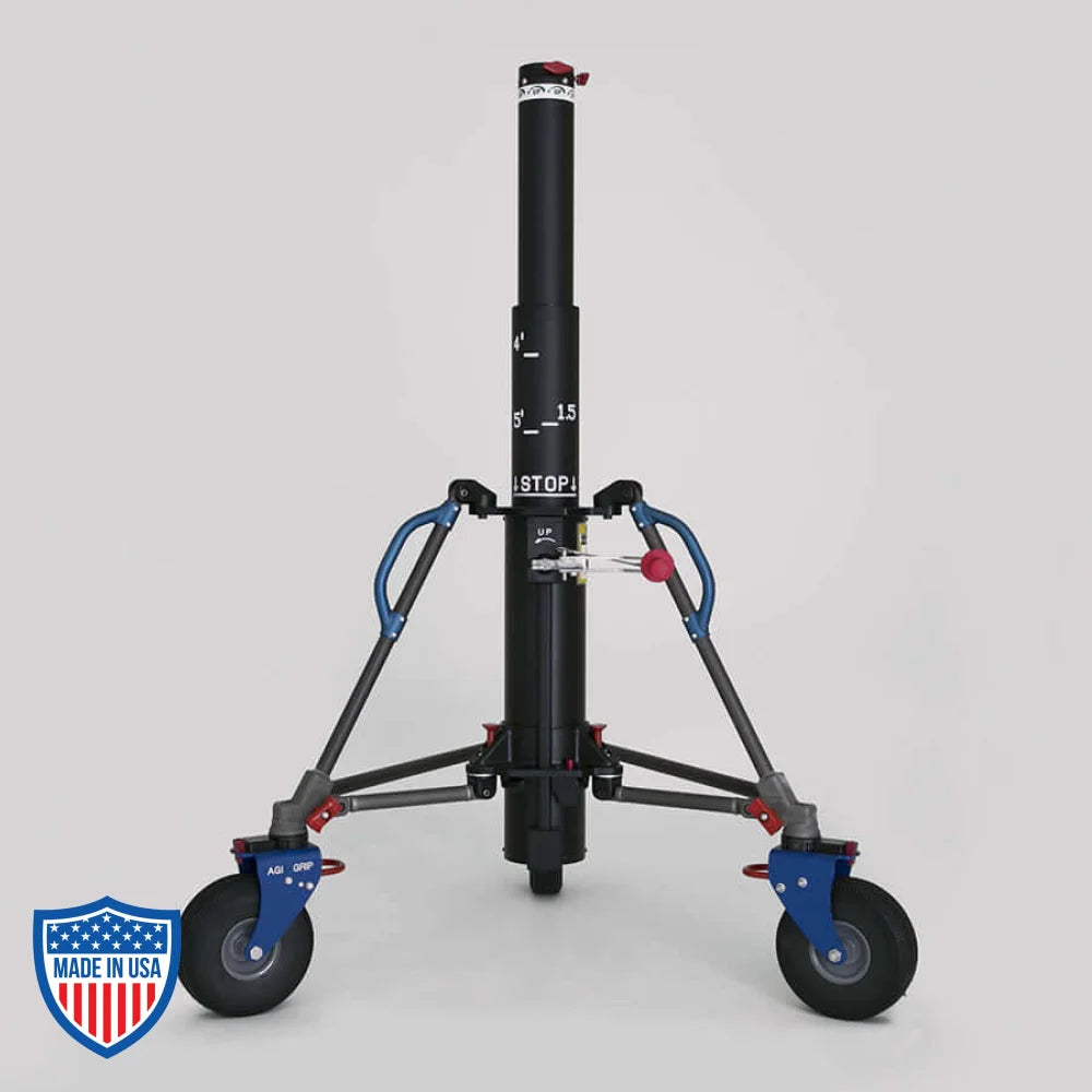 American BOA Low Crank 220 film grip rigging stand with wheels for easy movement and height adjustment from 41" to 6'