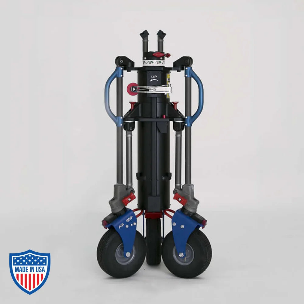 American BOA Low Crank 220 film grip rigging stand, footprint 5'2", min height 41", max height 6', weight 120 lbs, boxing fee $293