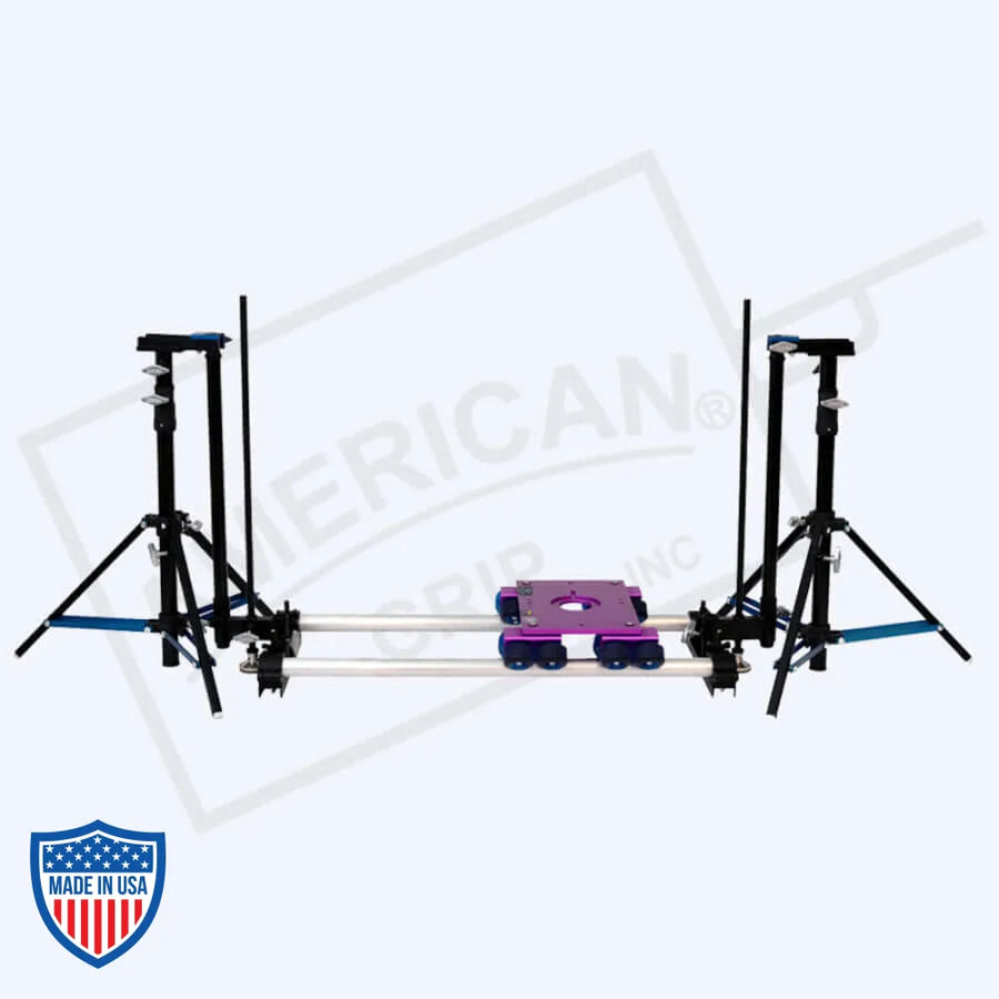 American DD Black Drop Down Slider Kit with adjustable drop down, leveling pad, and SKB box for film grip and rigging.