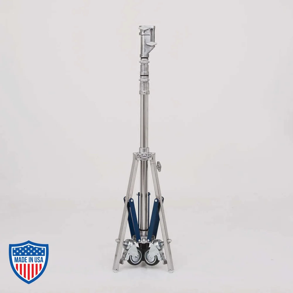 American Jr. Roller 2-Rise rigging stand with 1" x 25" R/M legs, max height 10'3", ideal for film grip and rigging setups