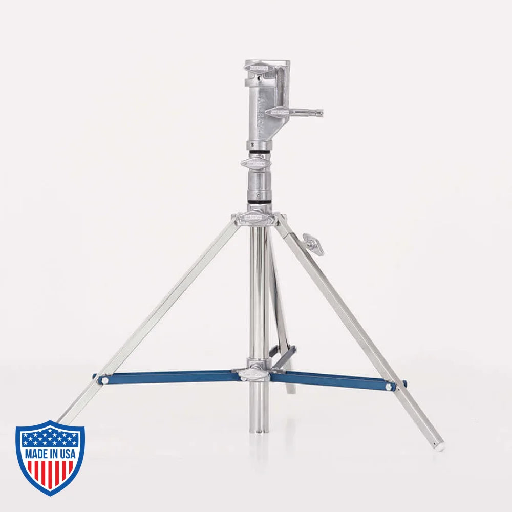 American Low Combo 1-Rise tripod stand for film grip and rigging, 3/4" x 22", footprint 34", height 29" to 4', weight 12 lbs.