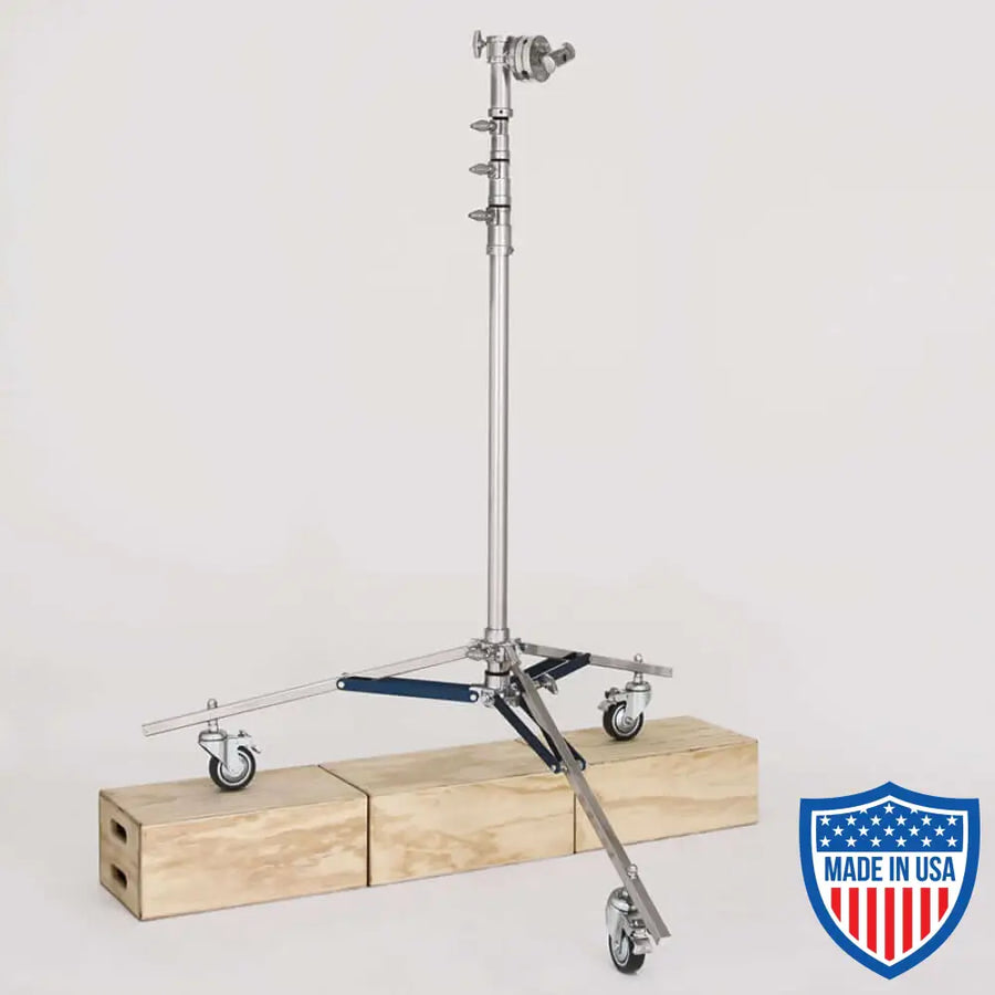 American Medium Roller 3-Rise Jr. Grip Head R/M Leg for film grip rigging - adjustable height from 5' to 15'5" - sturdy and mobile