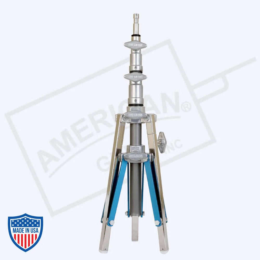 American Mini Baby 2-Rise R/M Leg 3/4" x 14" film grip rigging stand with adjustable height and sturdy footprint.