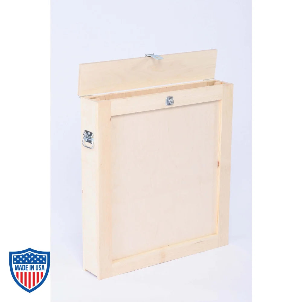 American Reflector Box/Crate for film grip and rigging needs, made from durable wood with metal latch and handle for easy transportation.