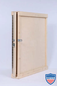 American Reflector Box/Crate for film grip and rigging equipment, made of wood with metal fasteners, standing upright.