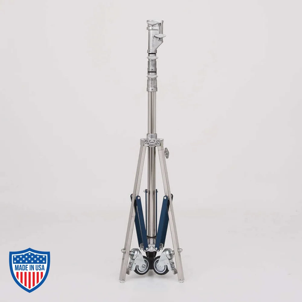 American Sr. Roller 2-Rise 1" x 29 1/4" R/M Leg, ideal for film grip rigging, adjustable height from 4'8" to 11'1", 32 lbs.