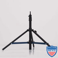 American Steadicam stand with 1-rise leg, 44-inch footprint, and 14-inch straps, ideal for film grip rigging.