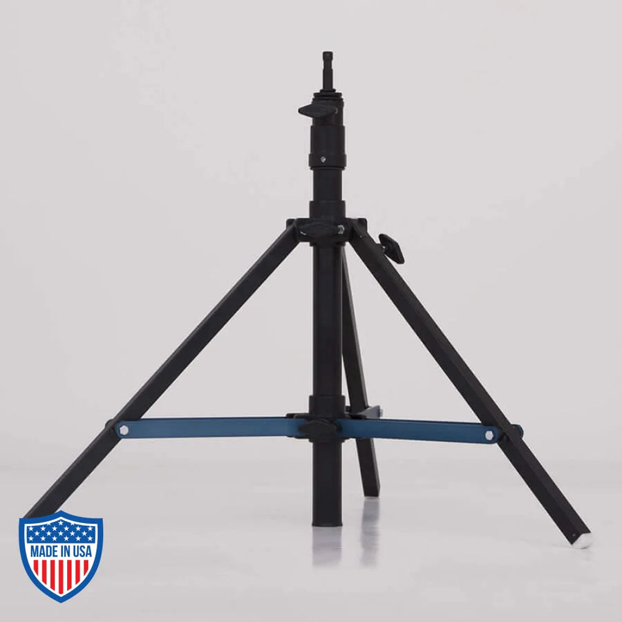 American Steadicam Stand with 1-Rise, 1" x 24" legs, black color, 12" straps, 38" diameter footprint for film grip rigging.