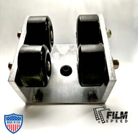 Beam Cable Trolley for film grip and rigging with durable black wheels and metal frame