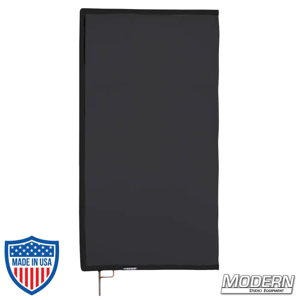 Black Artificial 1/4 Stop Silk Scrim on stainless frame for film grip and rigging, 0.7 stop material, diffuses light, removes reflectance