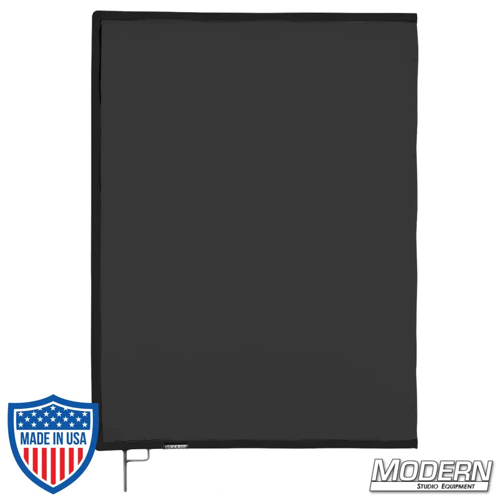 Black Artificial Silk Scrim on 304 military-grade stainless frame for film grip rigging, diffuses light and removes reflectance.