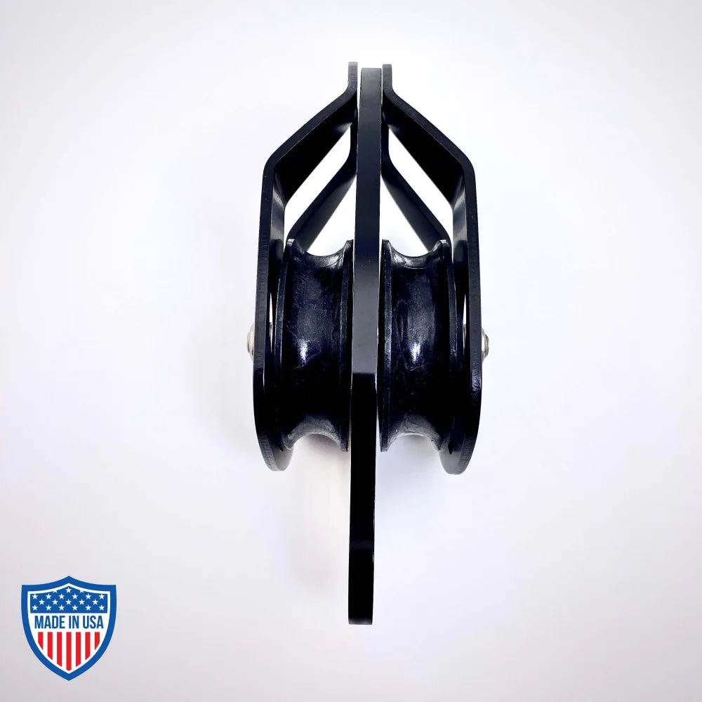 Black Film Double Pulley CMI RP101DFS for Grip and Rigging on Set