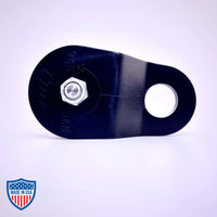 Black Film Micro Pulley CMI RP142 for rigging and grip applications with anodized aluminum sideplates and stainless steel axle