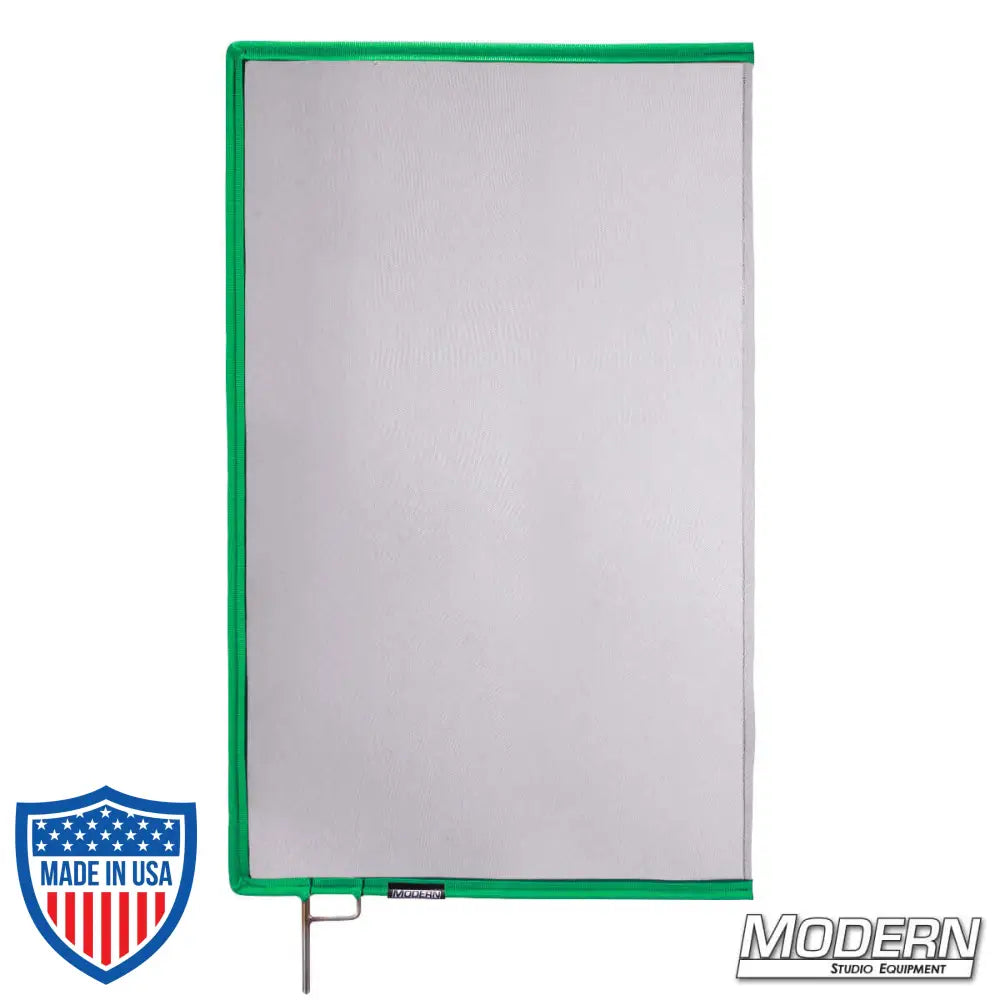 Black Single Scrim with green border for film grip rigging, 0.6 stop material reduces light without altering pattern or color temperature.