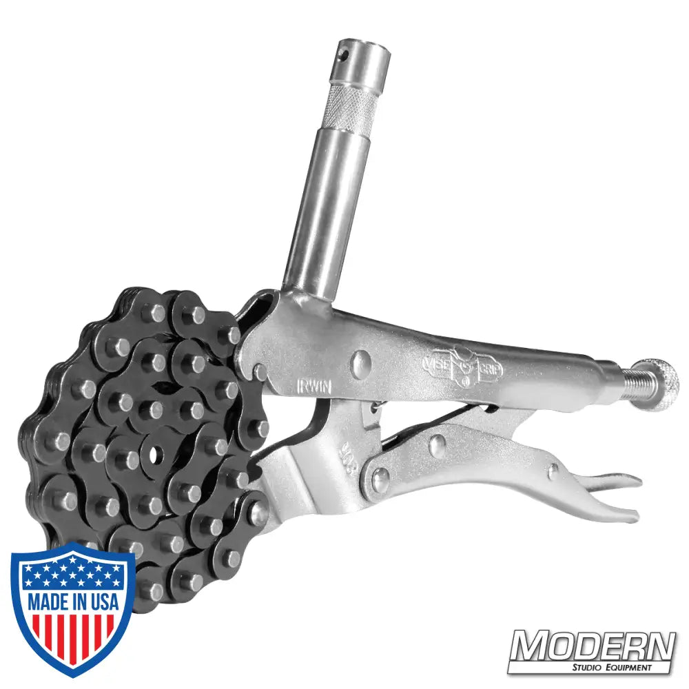 Chain Vise Grip with 5/8-inch Baby Pin for Film Rigging and Grip Work