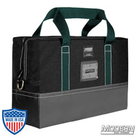 Durable 12" x 18" film grip and rigging flag bag with Cordura fabric, zippered closure, and vinyl bottom, suited for carrying film equipment.