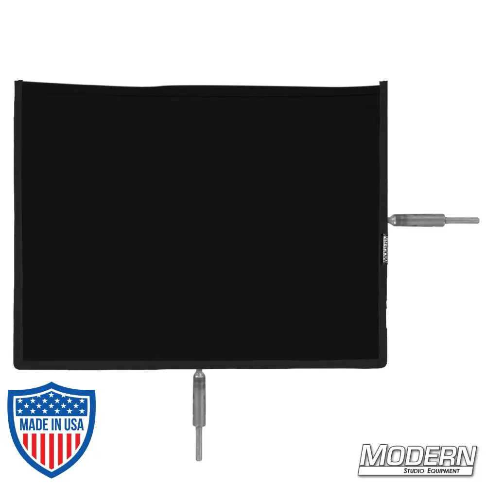 Flex Scrim 10" x 12" film grip rigging tool with open-end stainless steel frame for light control.