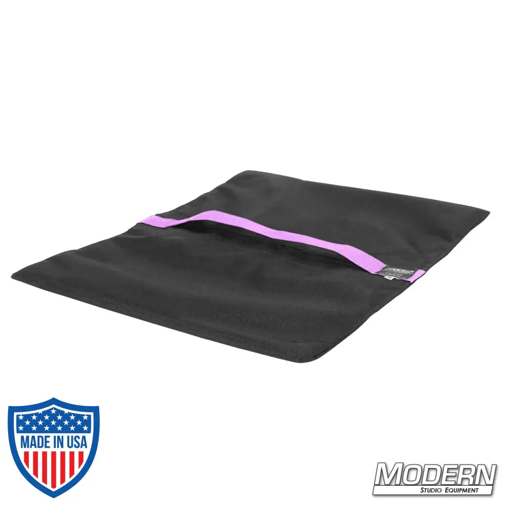 Flyaway Sandbag (50 lbs.) for film grip rigging with Cordura 1000, velcro closure, empty, black with purple stripe