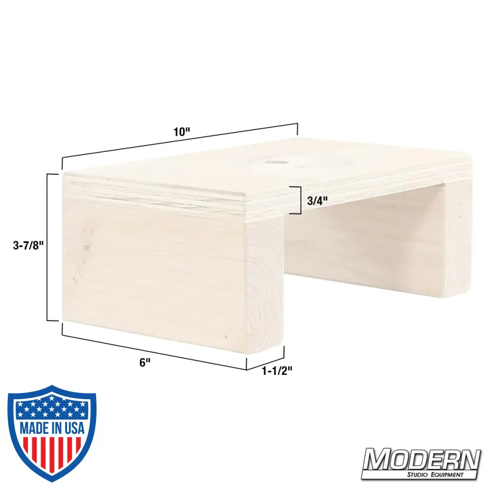 Large basso block with dimensions for film grip and rigging work plus steel carrier and handle, provided by Modern Studio Equipment.