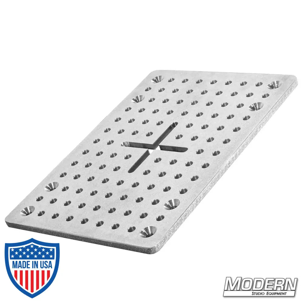 Hood Mount Cheese Plate 10"x14"x3/8" Aluminum for film grip rigging with star pattern design