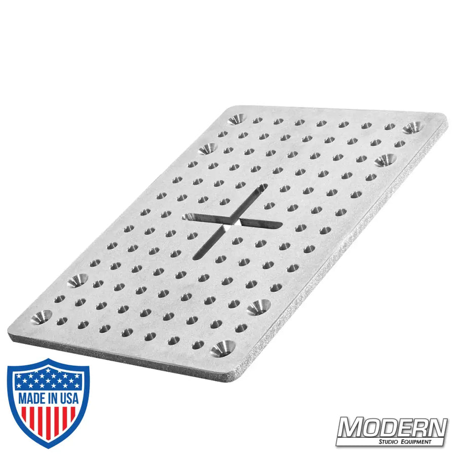 Hood Mount Cheese Plate 10"x14"x3/8" Aluminum for film grip rigging with star pattern design