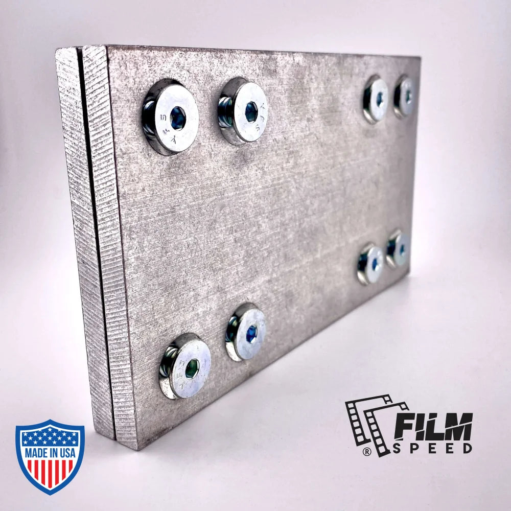 I-Beam Side Splice with bolts for film grip and rigging applications, used to splice two 6" x 4" x .35"/.21"/.30" I-beams together.