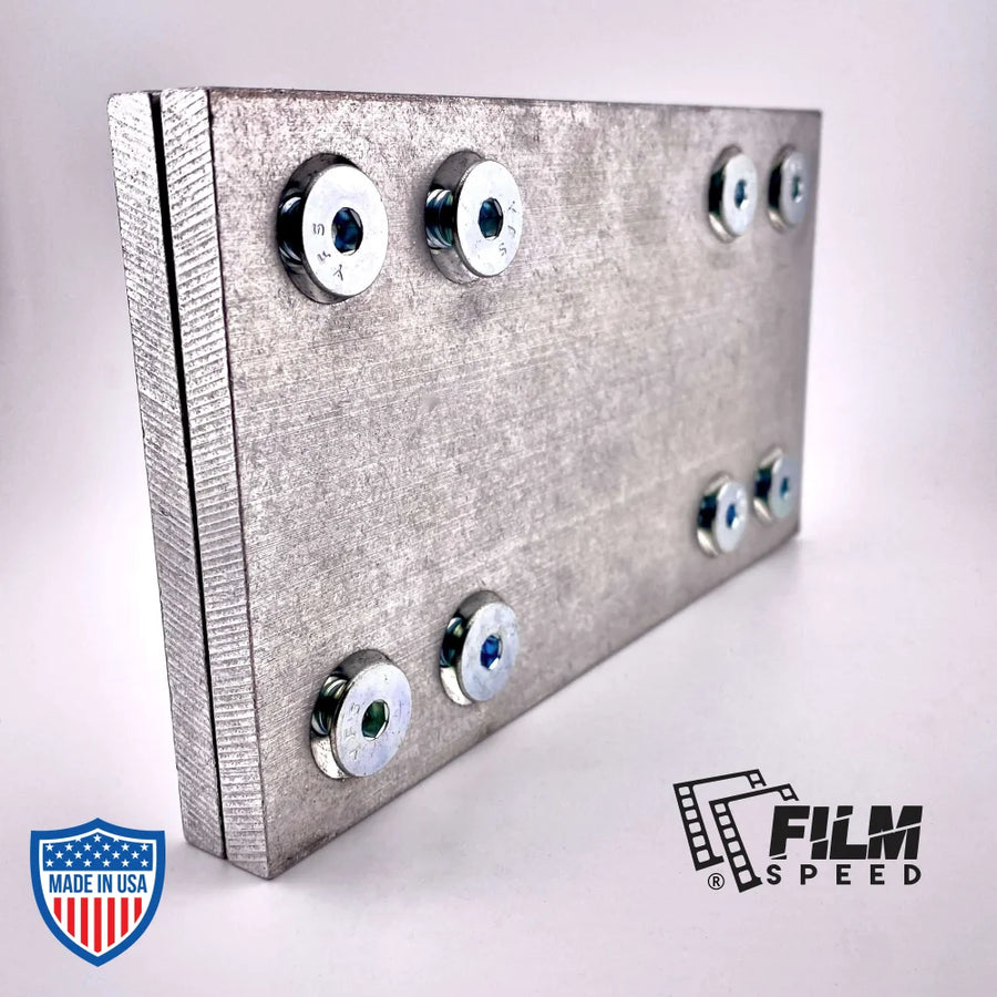 I-Beam Side Splice with bolts for film grip and rigging applications, used to splice two 6" x 4" x .35"/.21"/.30" I-beams together.