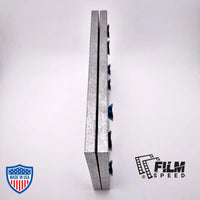 I-Beam Side Splice for 6" x 4" x .35/.21/.30" beams, used in film grip rigging, sometimes called a fish plate, side view.