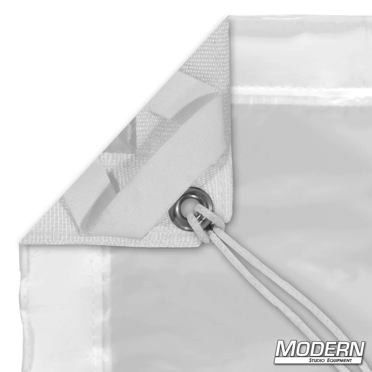 Half Soft Frost textile with grommets and ties, perfect for film grip and rigging. Includes webbing and elastic on all corners, with a storage bag.