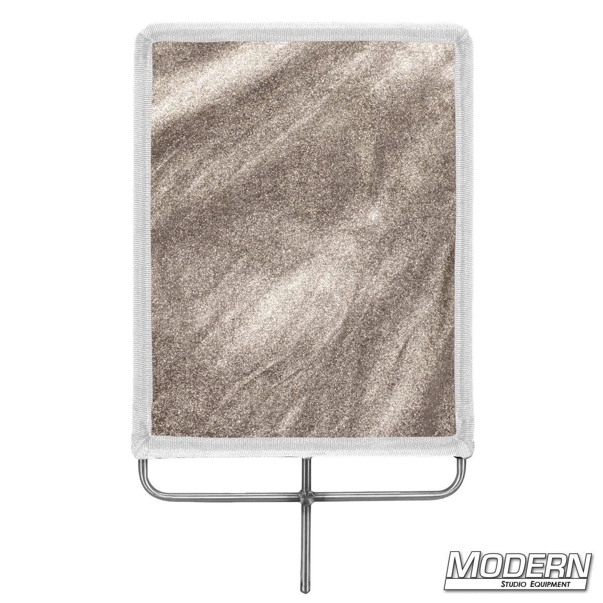 Gold Lame fabric on 304 military grade stainless steel frame for film grip rigging, providing soft, warm, diffuse reflective bounce.