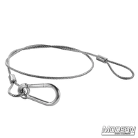24-inch stainless steel safety cable with locking design for film grip and rigging equipment