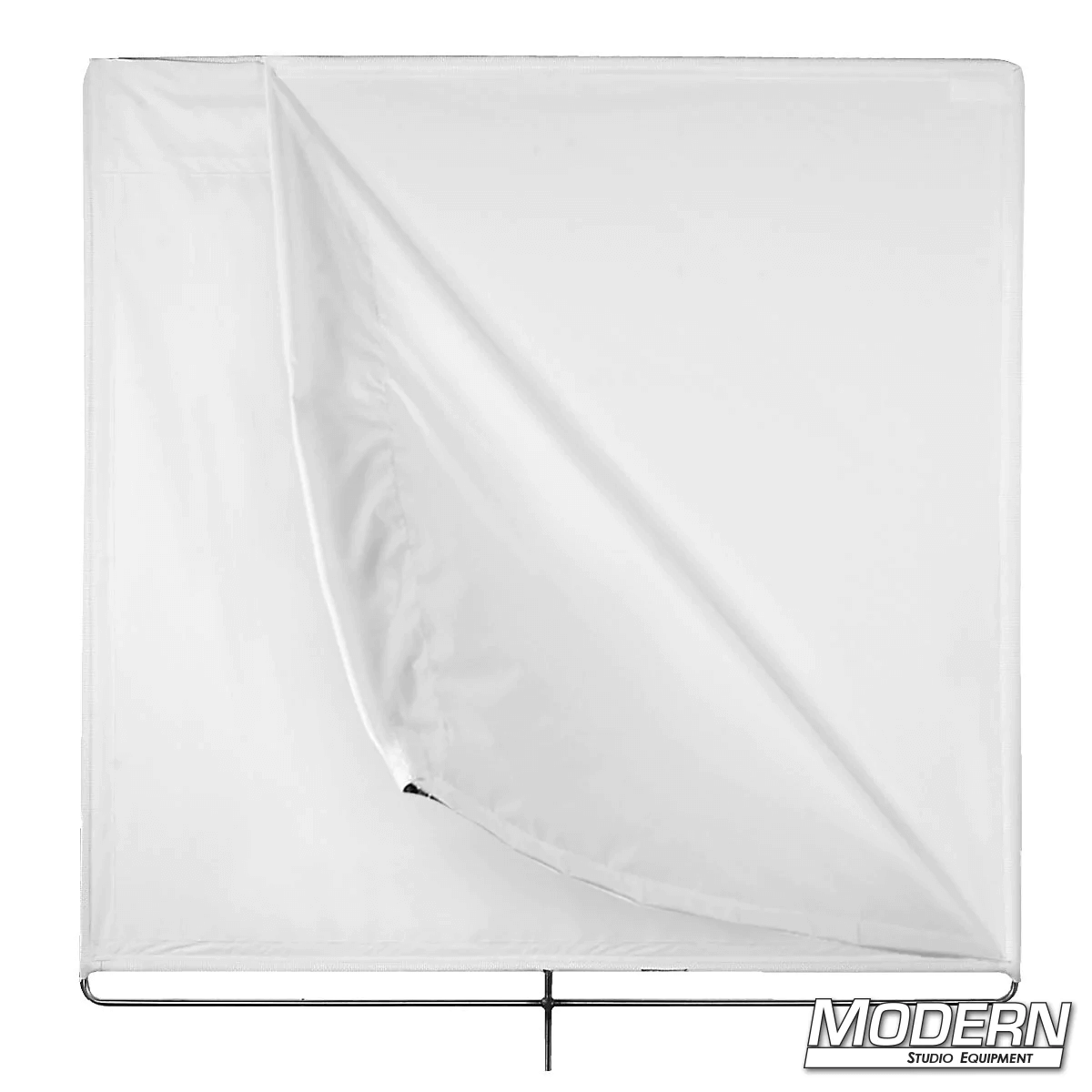 48-inch x 48-inch bleached muslin floppy on stainless steel frame for film and rigging use, opens to 48-inch x 96-inch for light diffusion