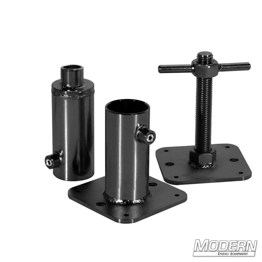 Speed-Rail® Wall Spreader 3-Piece Kit for 1-1/2-Inch Aluminum Tubing in Black Zinc with Set Screws for Film Grip and Rigging