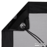 Black Artificial 1/4 Stop Silk with webbing, grommets, and ties for film grip rigging, includes labeled storage bag.