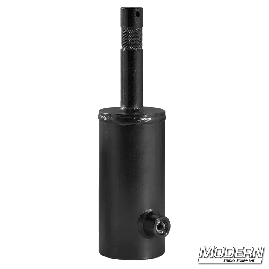 Black zinc cap with 5/8-inch baby pin for 1-1/4-inch Speed-Rail® used in film grip rigging