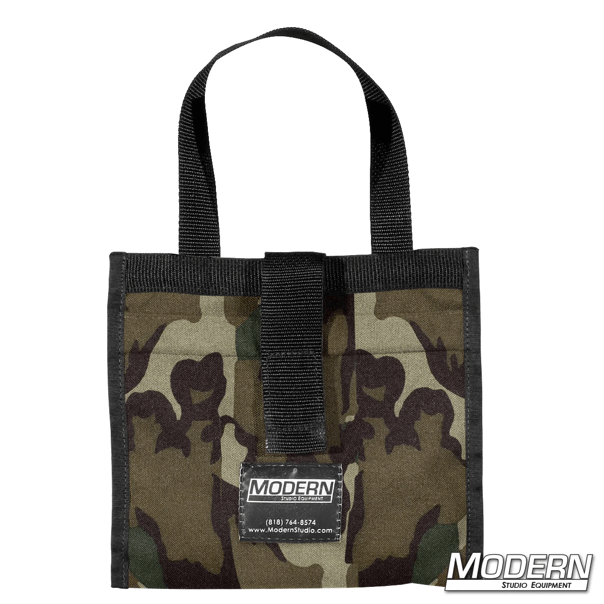 Camo Modern Scrim Bag for 6-1/2", Cordura 1000, stainless steel rod for shape, ideal for film grip rigging equipment.