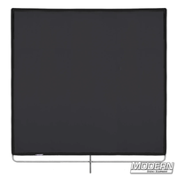 Black artificial silk scrim 48" x 48" on stainless frame for film grip and rigging, diffuses light and removes reflectance.
