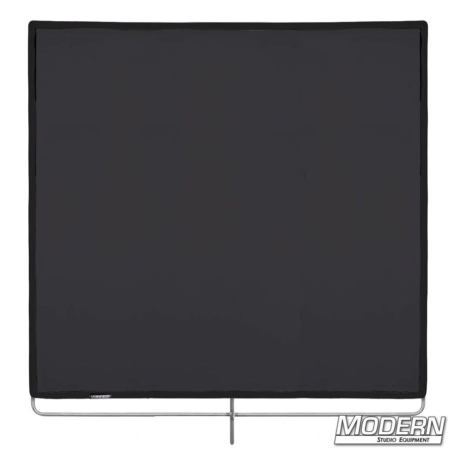 Black artificial silk scrim 48" x 48" on stainless frame for film grip and rigging, diffuses light and removes reflectance.