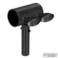 Crab dolly to horizontal receiver for 1-1/2" Speed-Rail® - black zinc with T-handle, ideal for film grip rigging