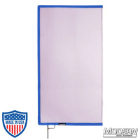 Lavender Scrim with open end stainless steel frame for film grip rigging, 0.3 stop material to subtly reduce light without altering the pattern